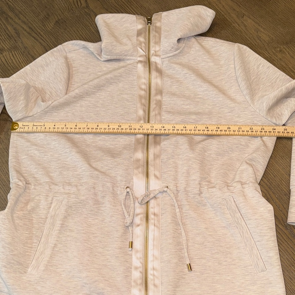 Chico's Weekends Light Taupe Zip-Front Drawstring Utility Jacket - Picture 9 of 12